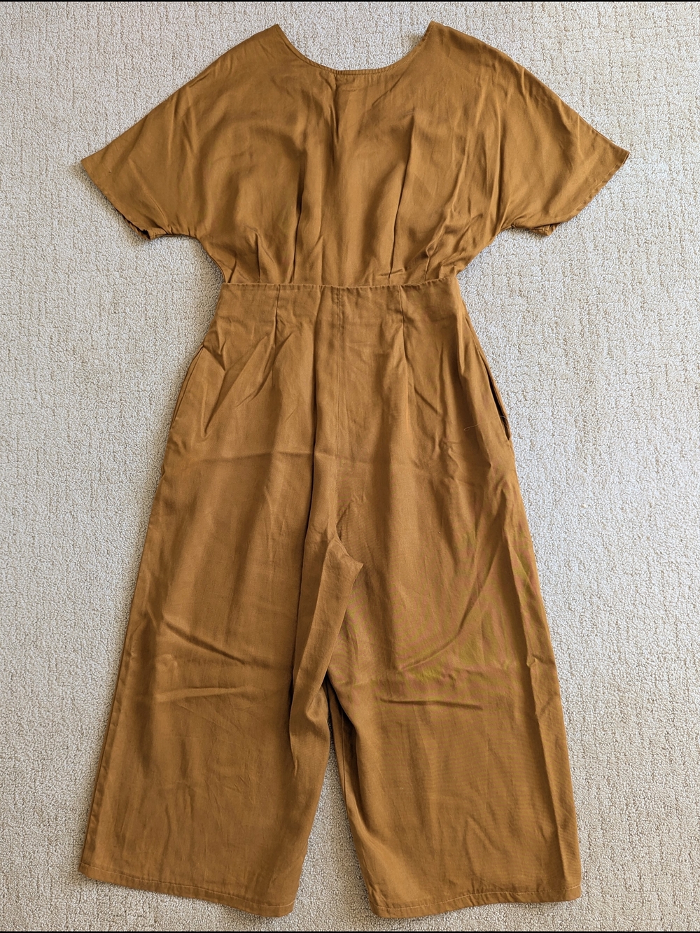 Button-Front Wide Leg Jumpsuit in Mustard - Picture 8 of 14